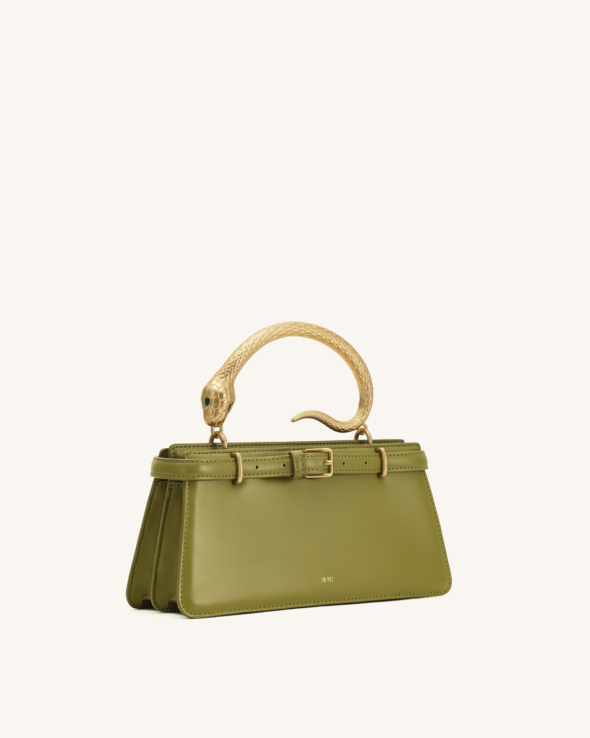 Elena Snake Handle Top Handle Bag - Black