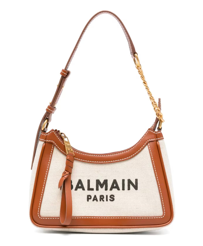 Beige Leather Chain Shoulder Bag