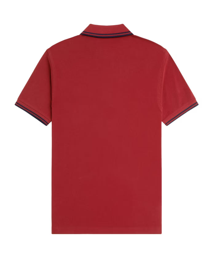 Fred Perry Striped Collar Polo Shirt with Iconic Embroidery