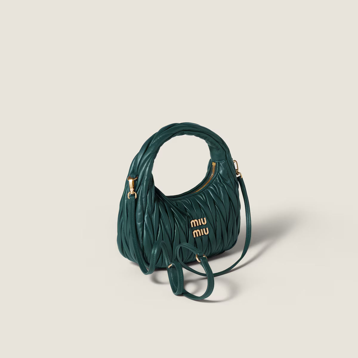 Wander matelassé nappa leather hobo bag