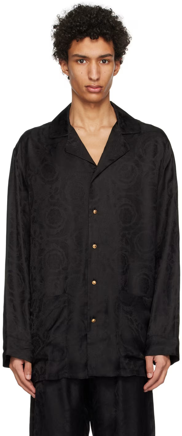 Versace Underwear Black Barocco Pyjama Shirt