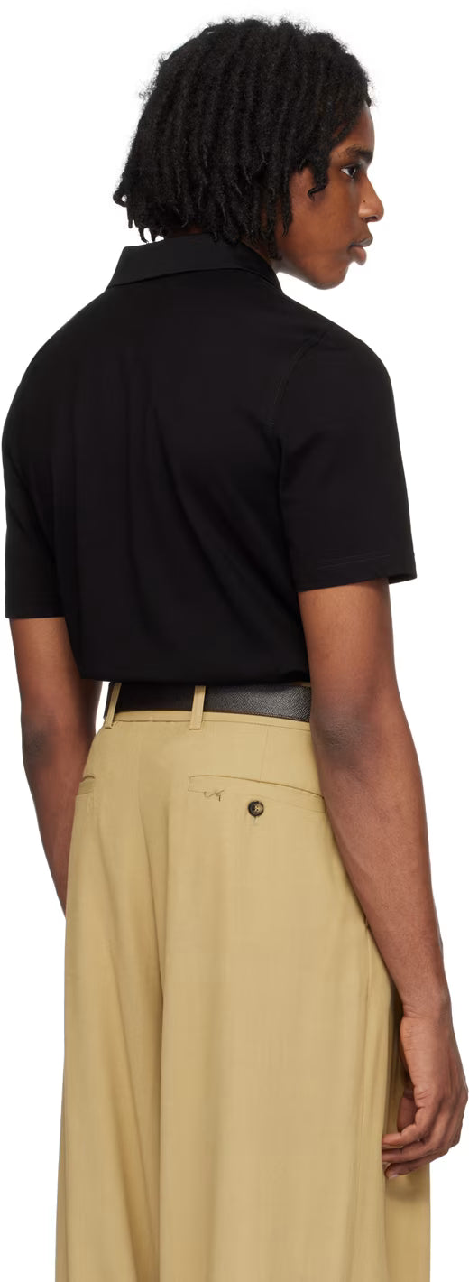 Ferragamo Black Embroidered Polo