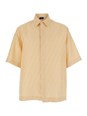 Fendi Yellow Shirt with Wide Short Sleeves and All-Over FF Motif in Linen Blend Man