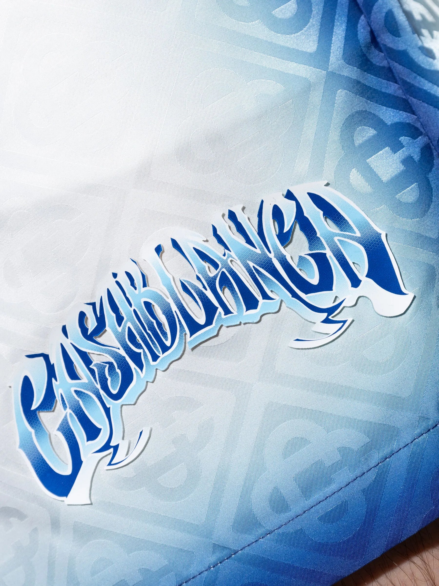 Casablanca Blue Fade 3D Logo Swim Shorts In White/Blue