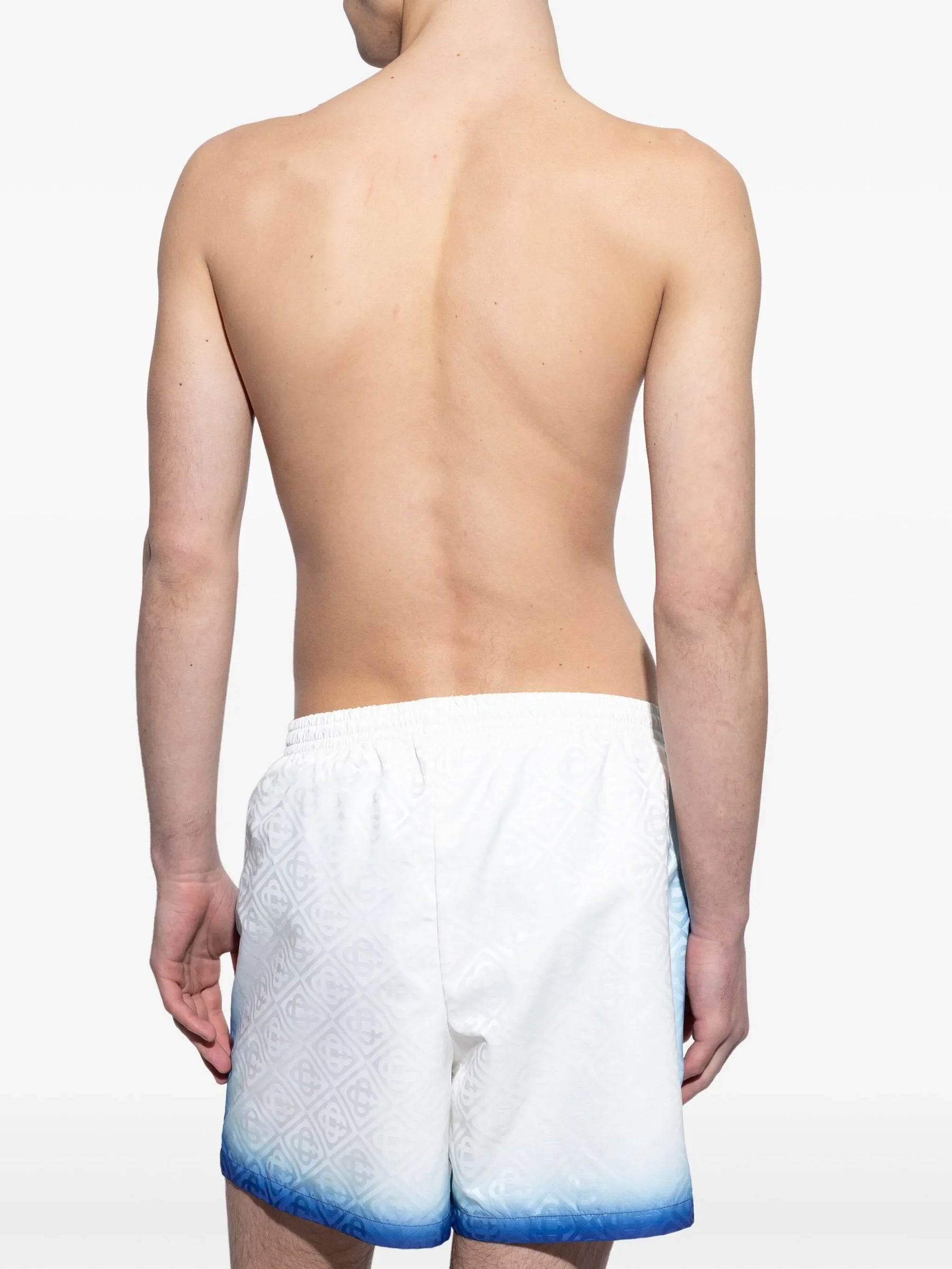 Casablanca Blue Fade 3D Logo Swim Shorts In White/Blue