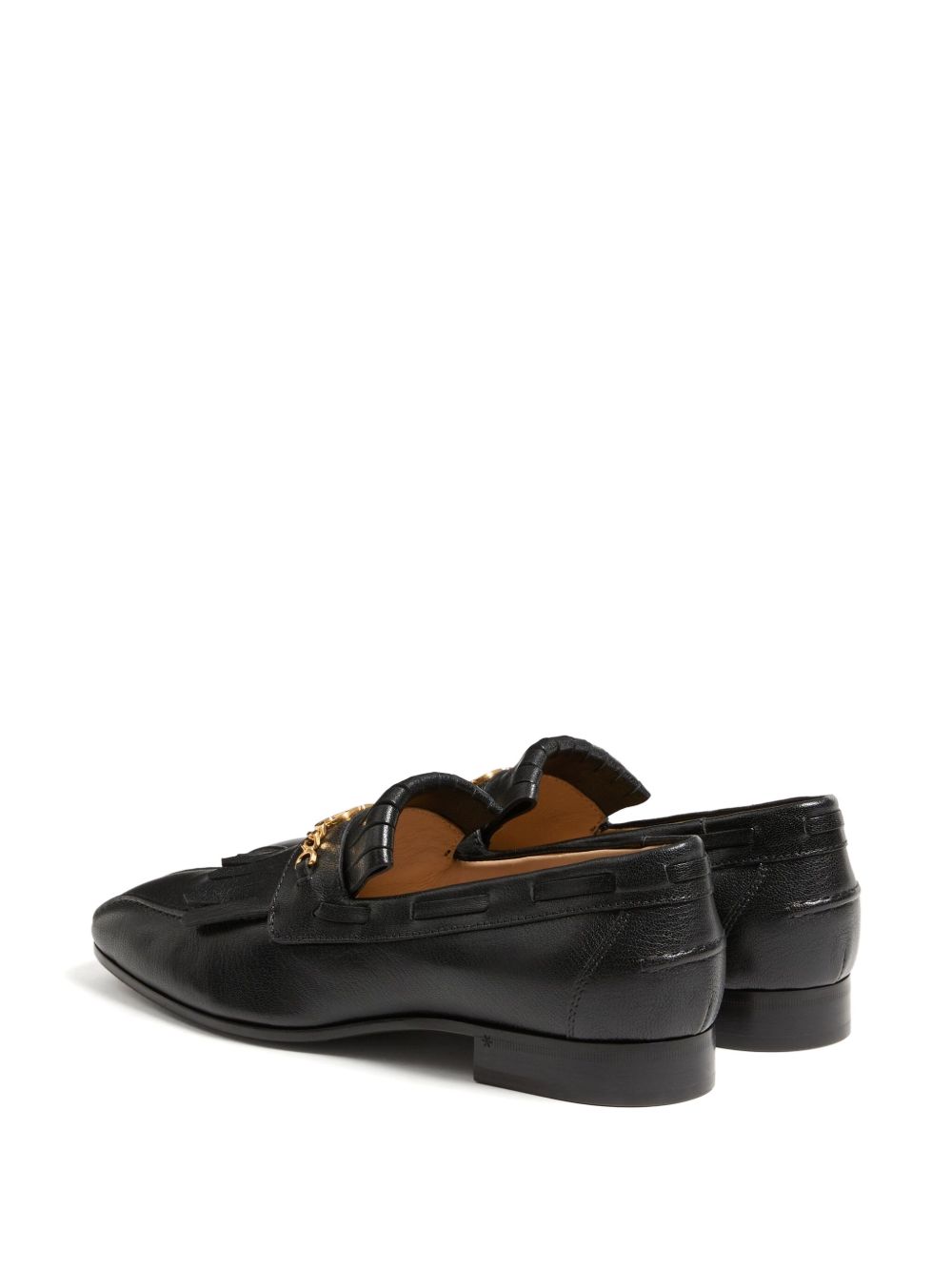 Valentino Garavani V-Logo Fringe Leather Loafers – Black