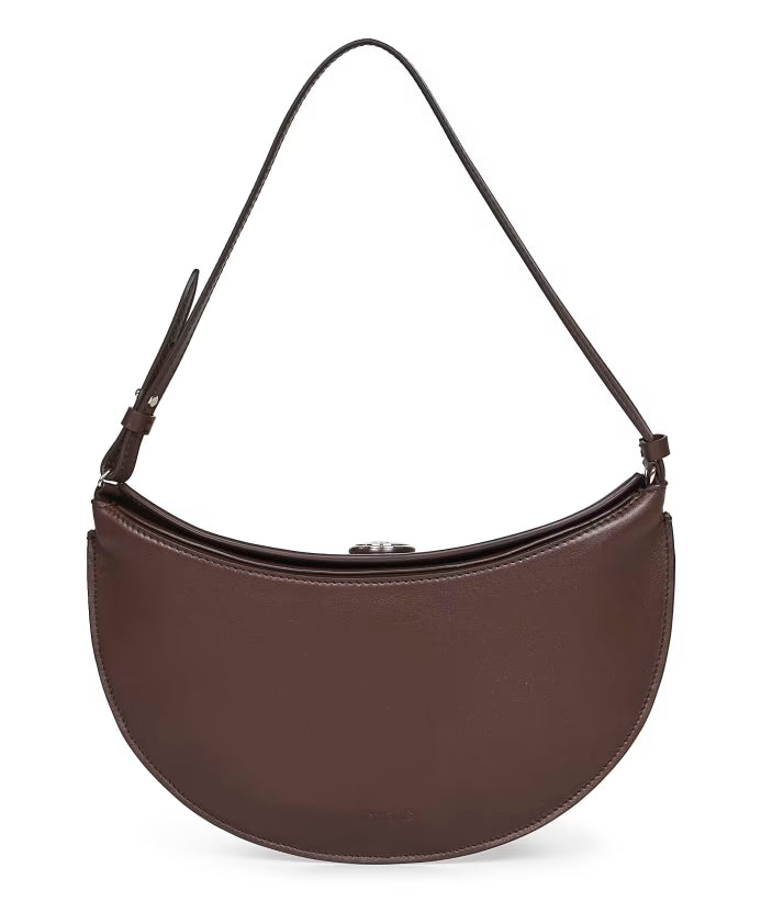Convertible Leather Shoulder Bag in Midnight Brown
