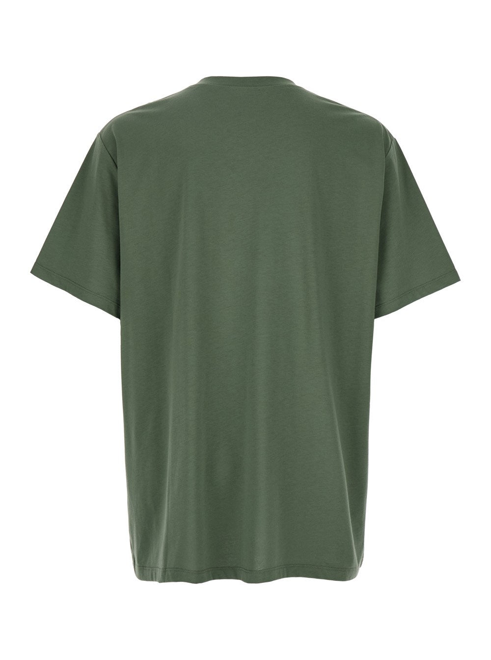 Balmain Green Crewneck T-Shirt with Logo Lettering on the Front in Cotton Man