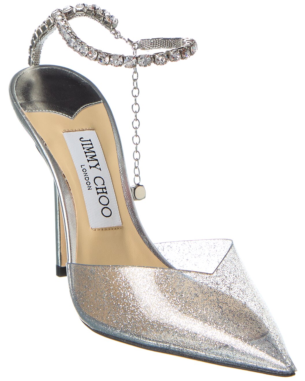 Jimmy Choo Saeda 100 Glitter Plexi & Leather Pump