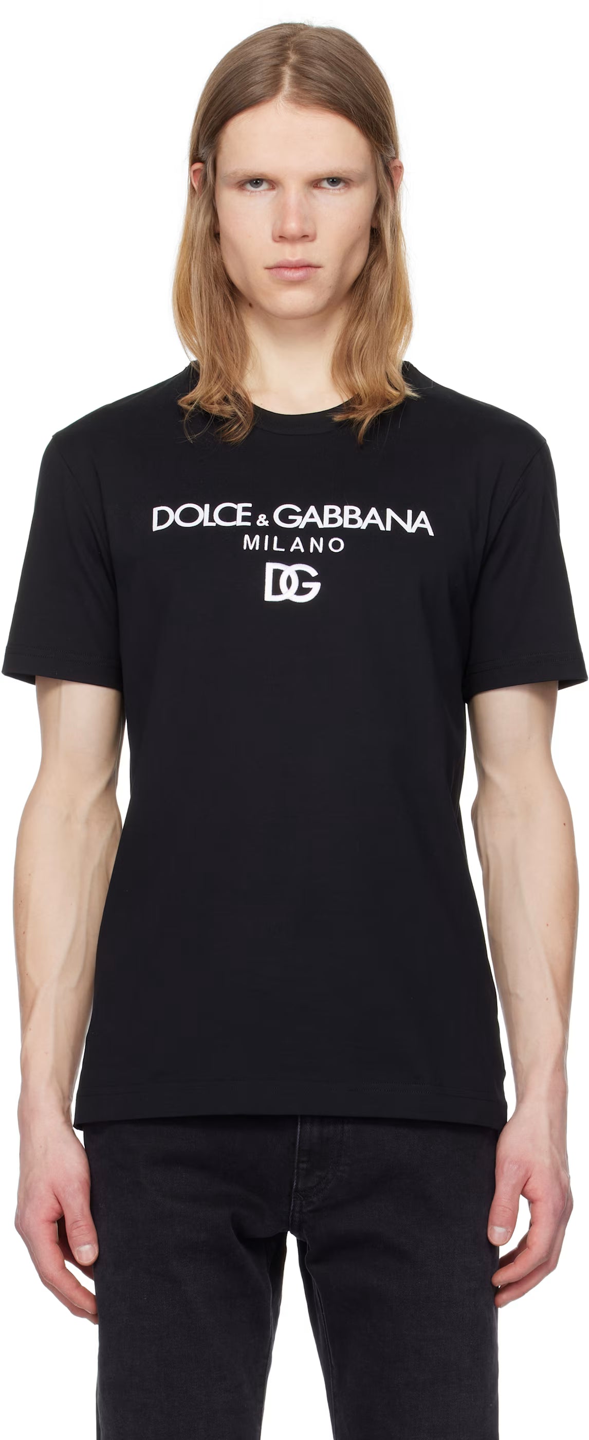 Dolce&Gabbana Black Cotton 'DG' Embroidery T-shirt