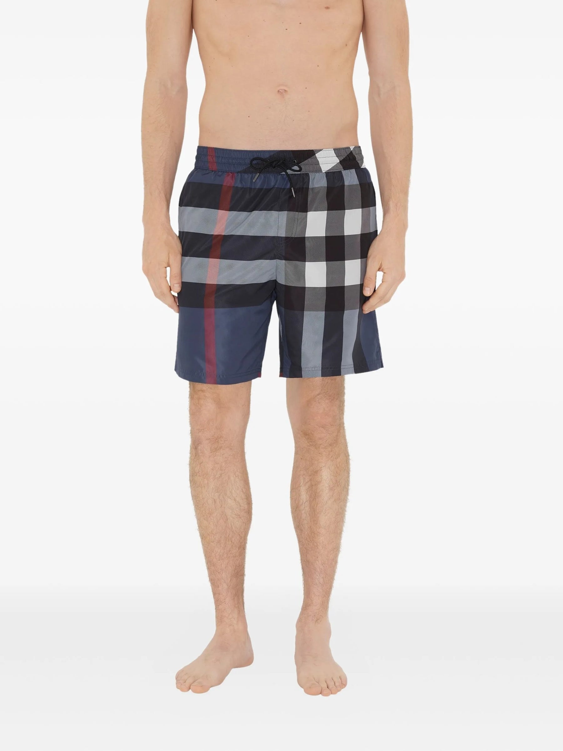 Burberry Check Swim Shorts in Navy Blue