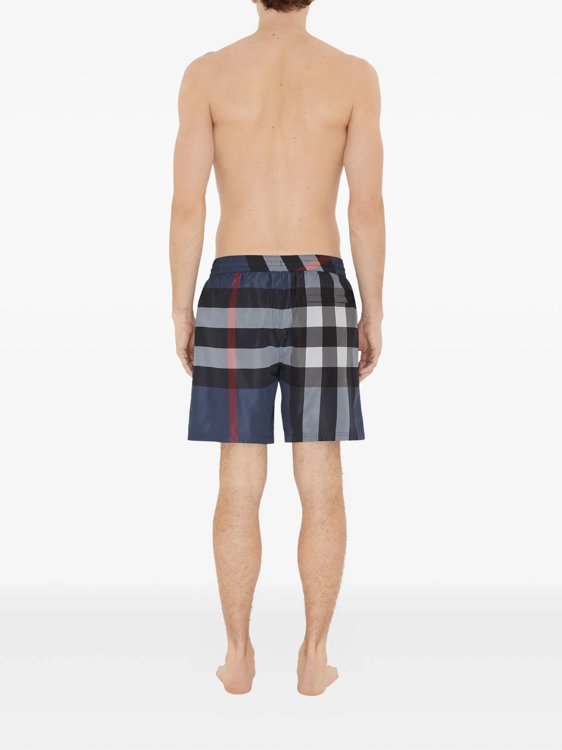 Burberry Check Swim Shorts in Navy Blue