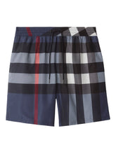 Burberry Check Swim Shorts in Navy Blue