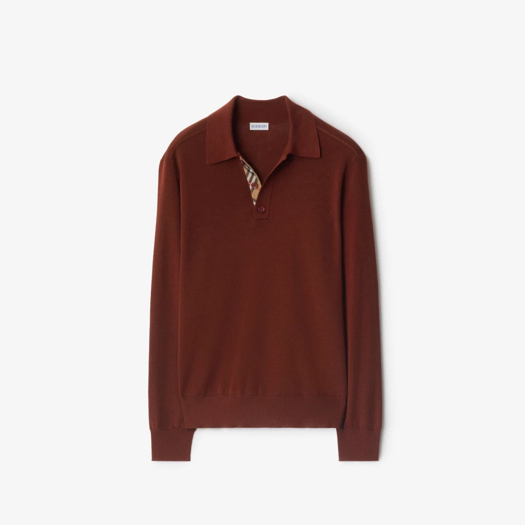Long-sleeve Wool Polo Shirt