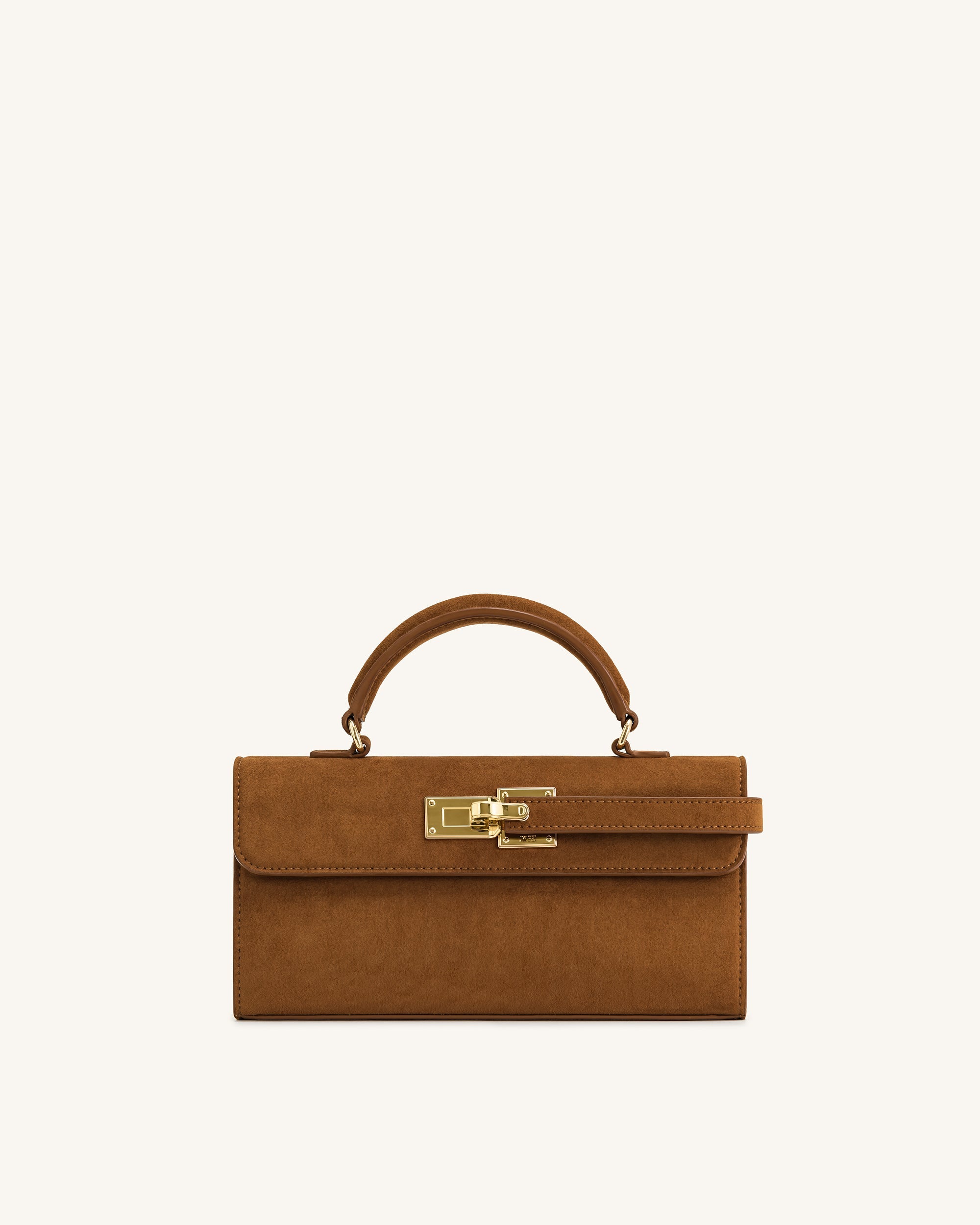 Keyla Faux Suede Top Handle Bag - Brown