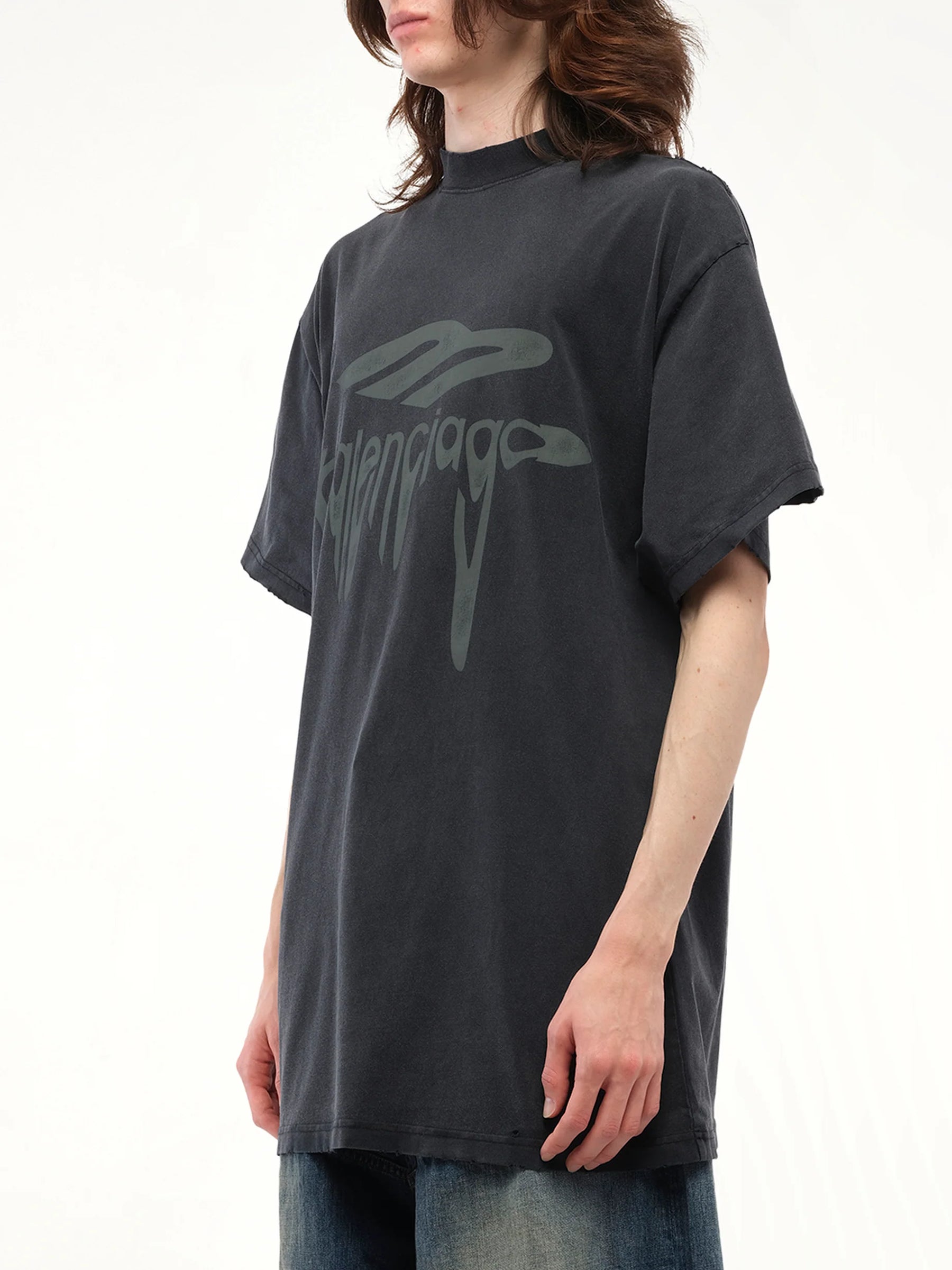 Liquified 3B Oversized T-Shirt in Washed Black