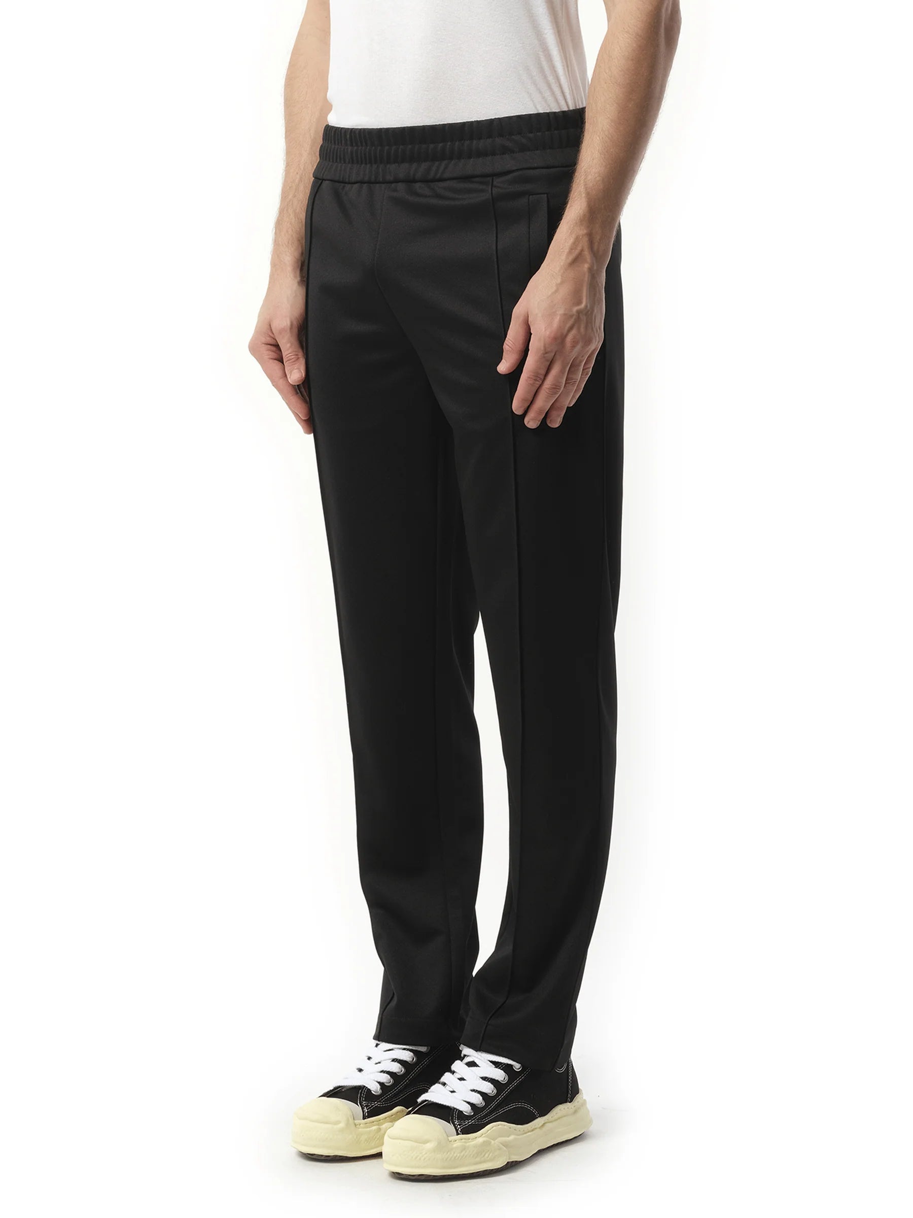 Back Curved Logo Track Pants in Black/Off White