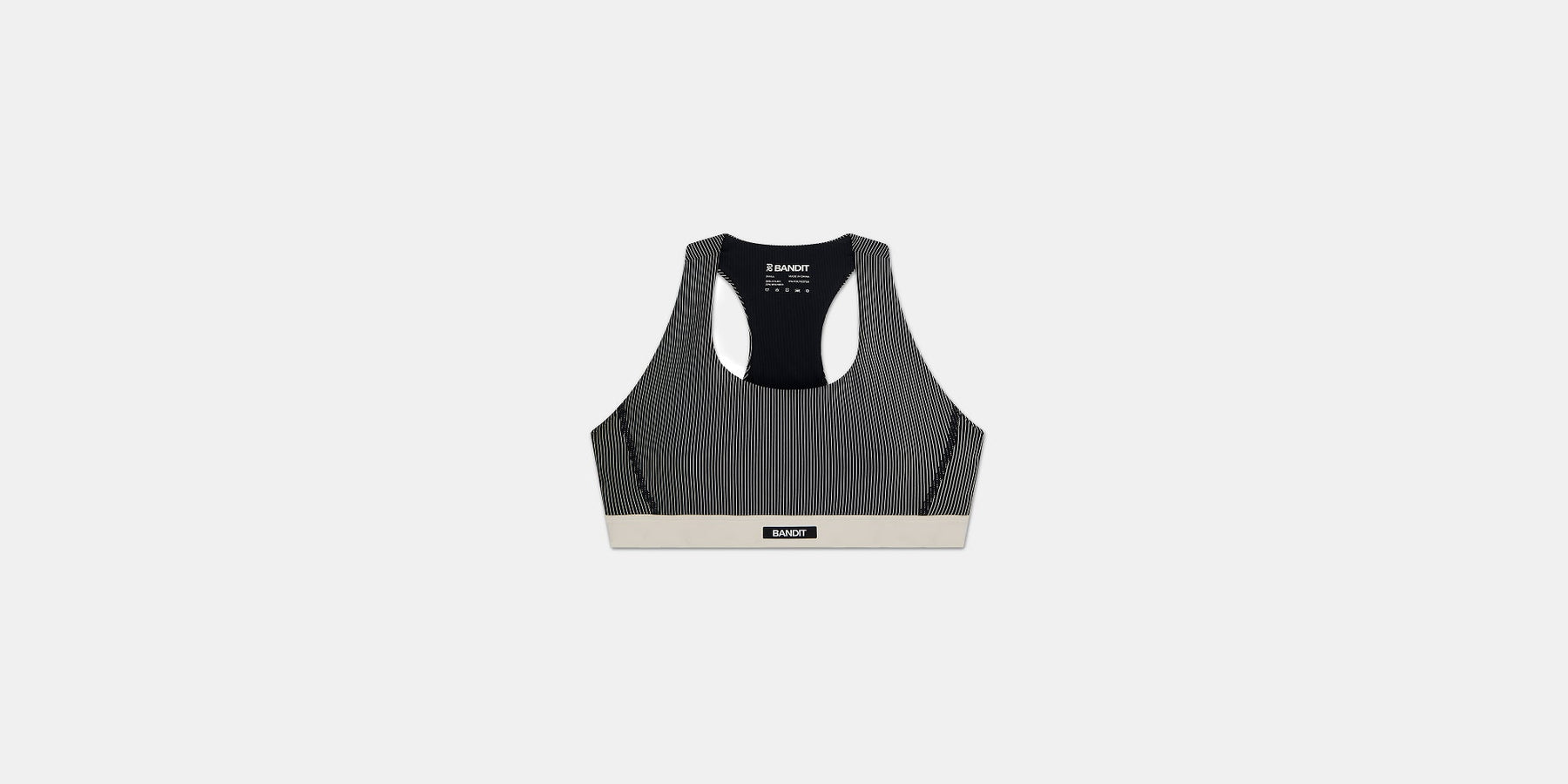 Striped Cadence™ Run Bra - Black with Chalk