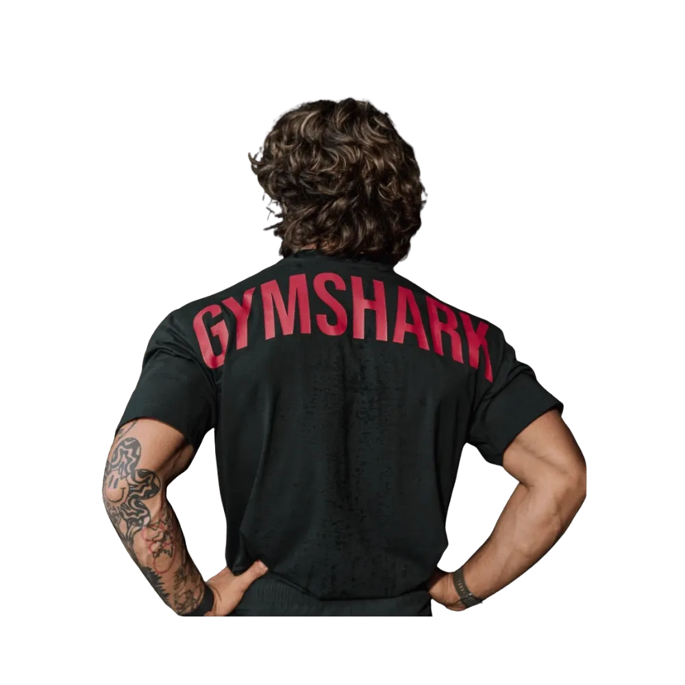 Gymshark Power T-Shirt Oversized Fit Black/Conditioning Red