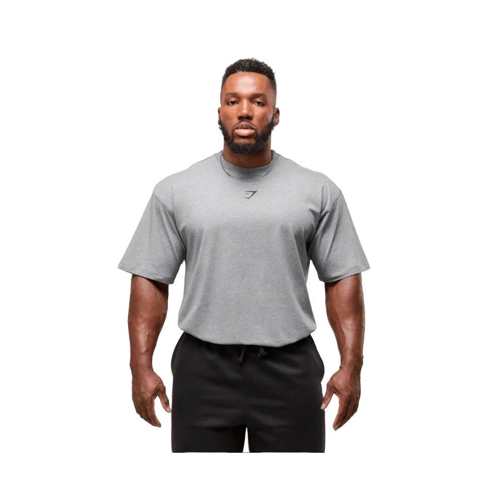 Gymshark Power T-Shirt Oversized Fit Charcoal Core Marl/Black