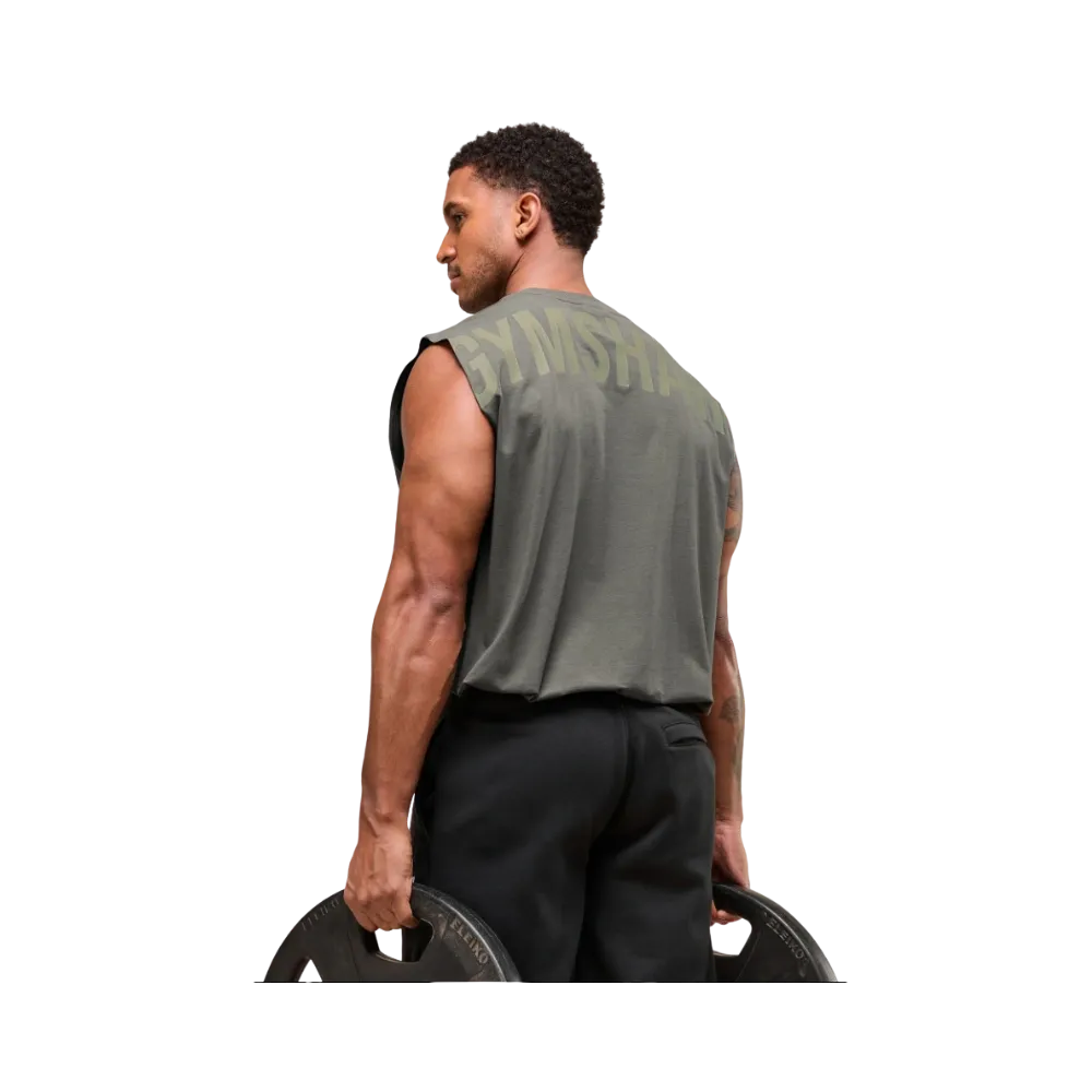 Gymshark Power Cut Off Tank Oversized Fit Strength Green