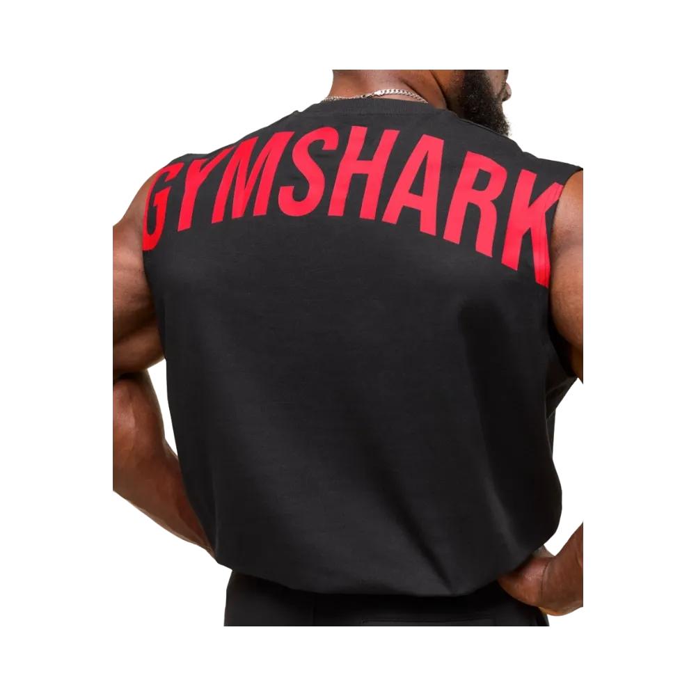 Gymshark Power Cut Off Tank Oversized Fit Black/Conditioning Red