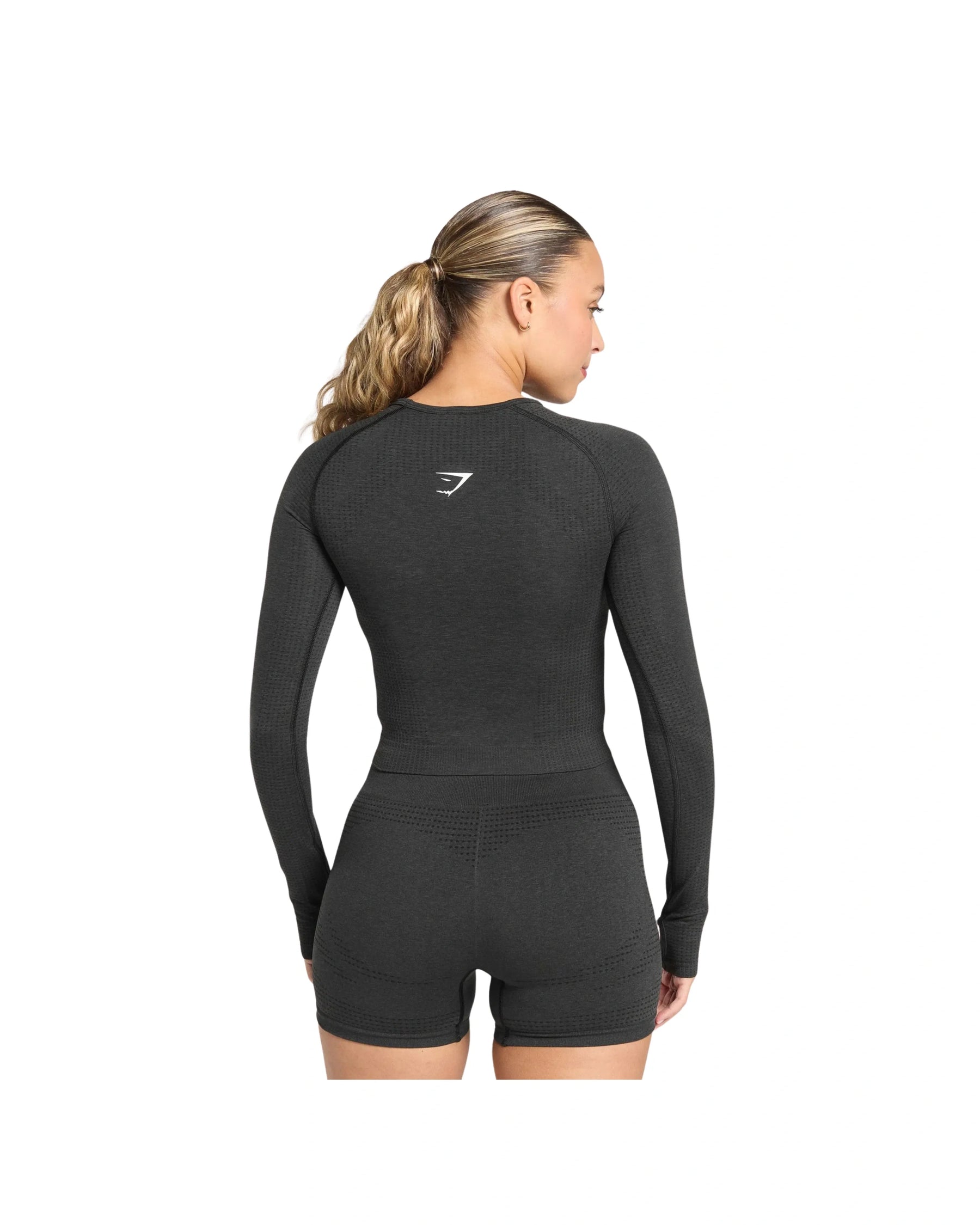 Gymshark Vital Long Sleeve Cut Out Top Black Marl