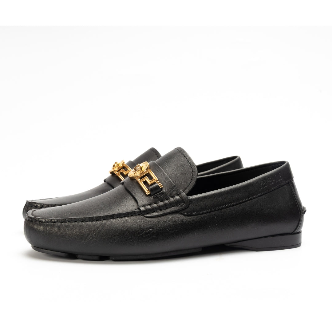Versace Medusa Hardware Leather Loafers – Black