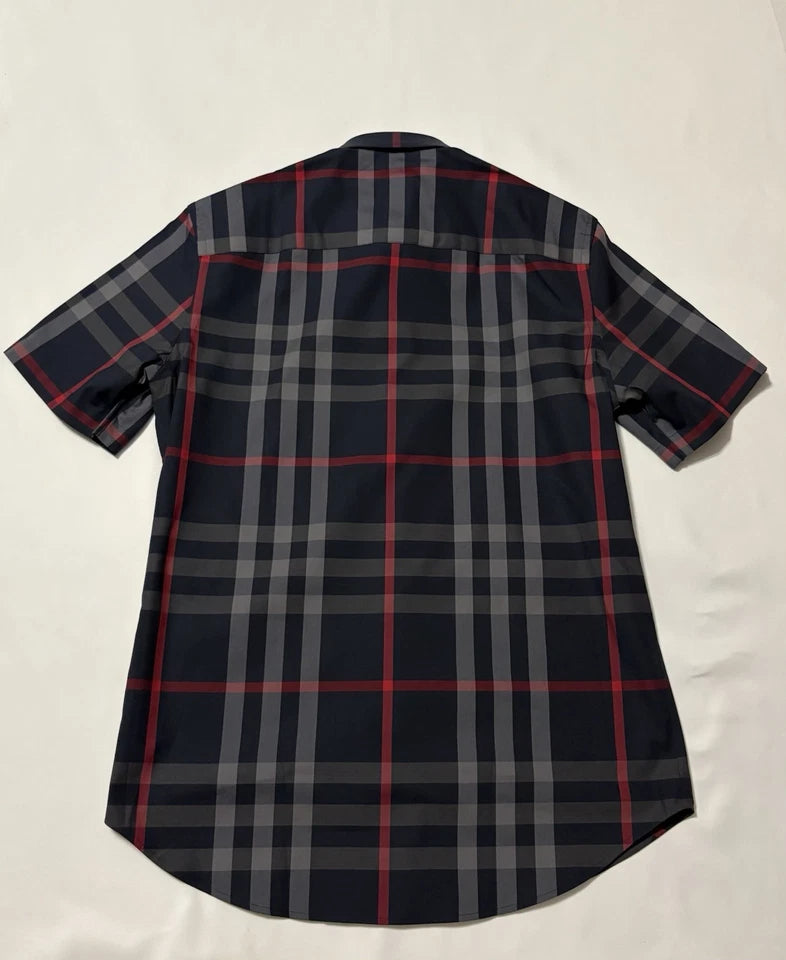 Burberry Slm Fit Navy Check Cotton Shirt