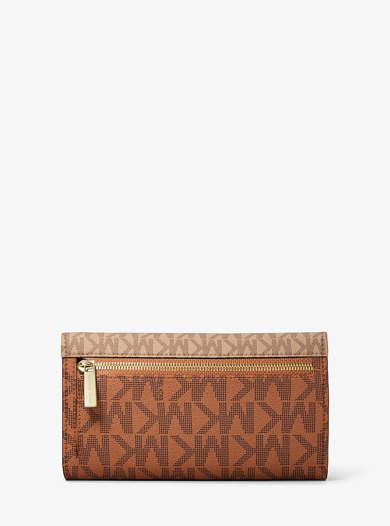 Jet Set Large Signature Logo Tri-Fold Wallet CAMEL MLT