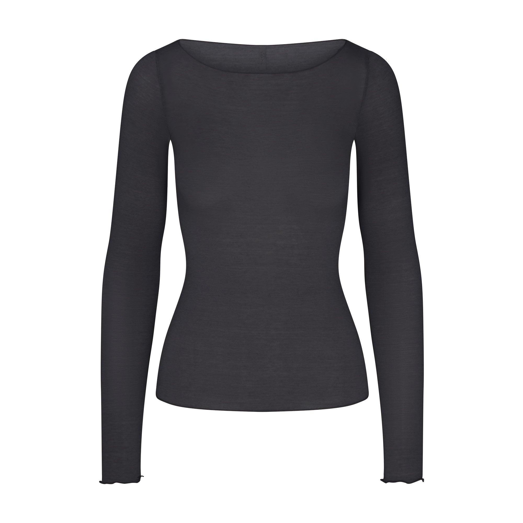 Sheer Modal Long Sleeve Boatneck Top