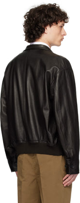 Ferragamo Brown Grainy Leather Jacket