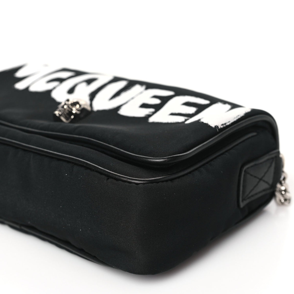 ALEXANDER MCQUEEN Nylon Graffiti Skull Small Crossbody Bag Black White
