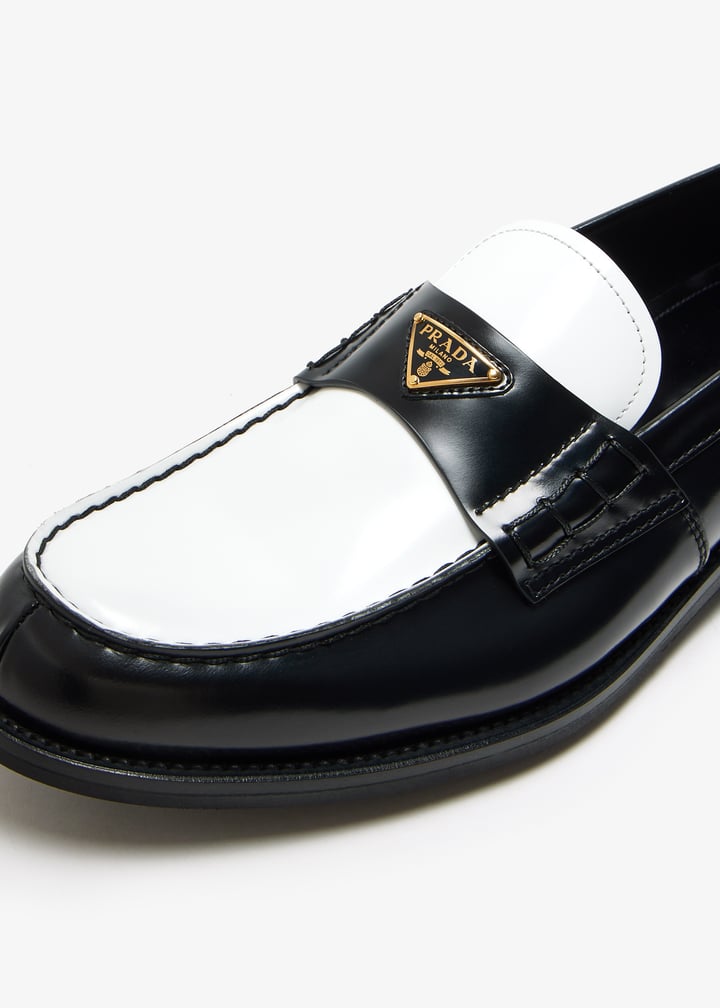 Two-tone brushed leather loafers