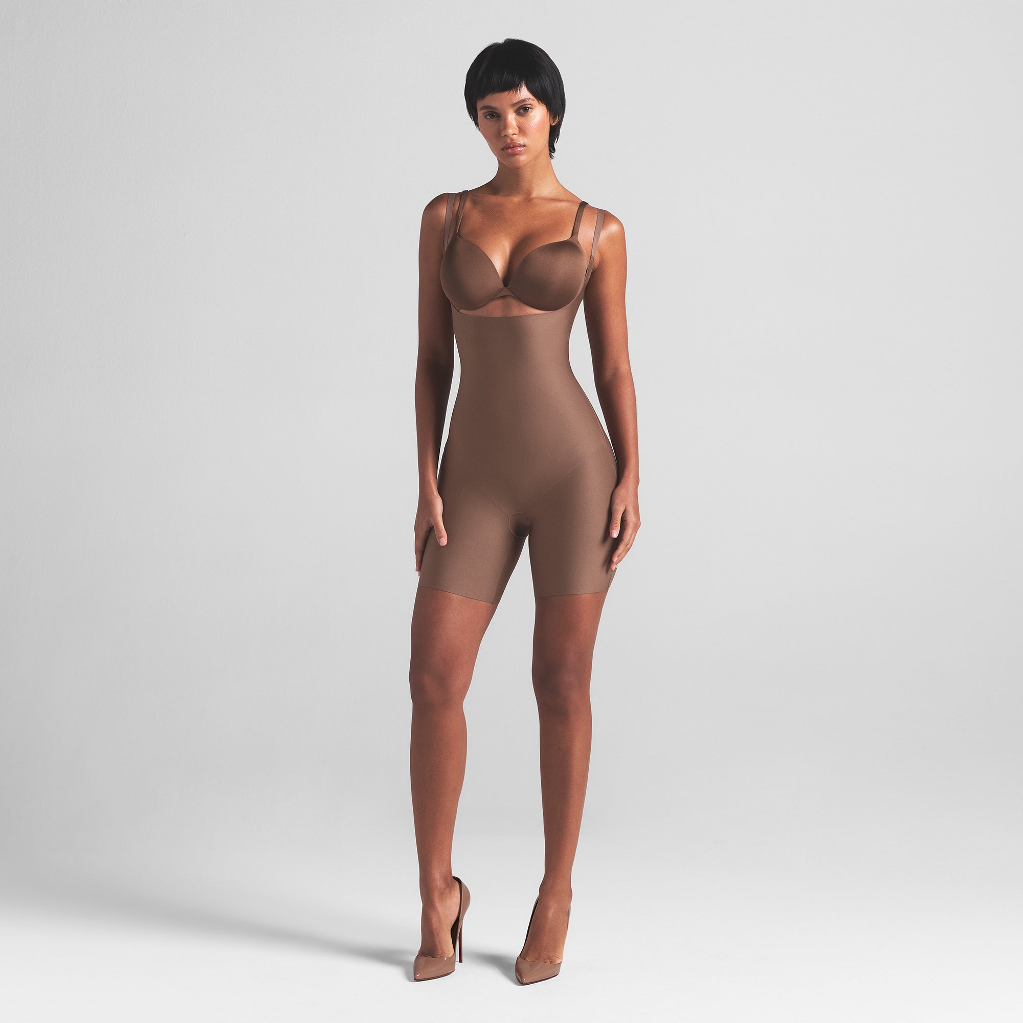 Skims Body Core Sculpt Open Bust Mid Thigh Bodysuit