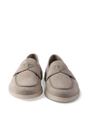 Triangle-logo suede loafers