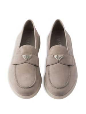 Triangle-logo suede loafers