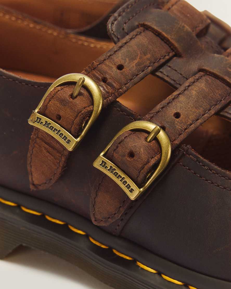 8065 Crazy Horse Leather Mary Jane Shoes — Dark Brown