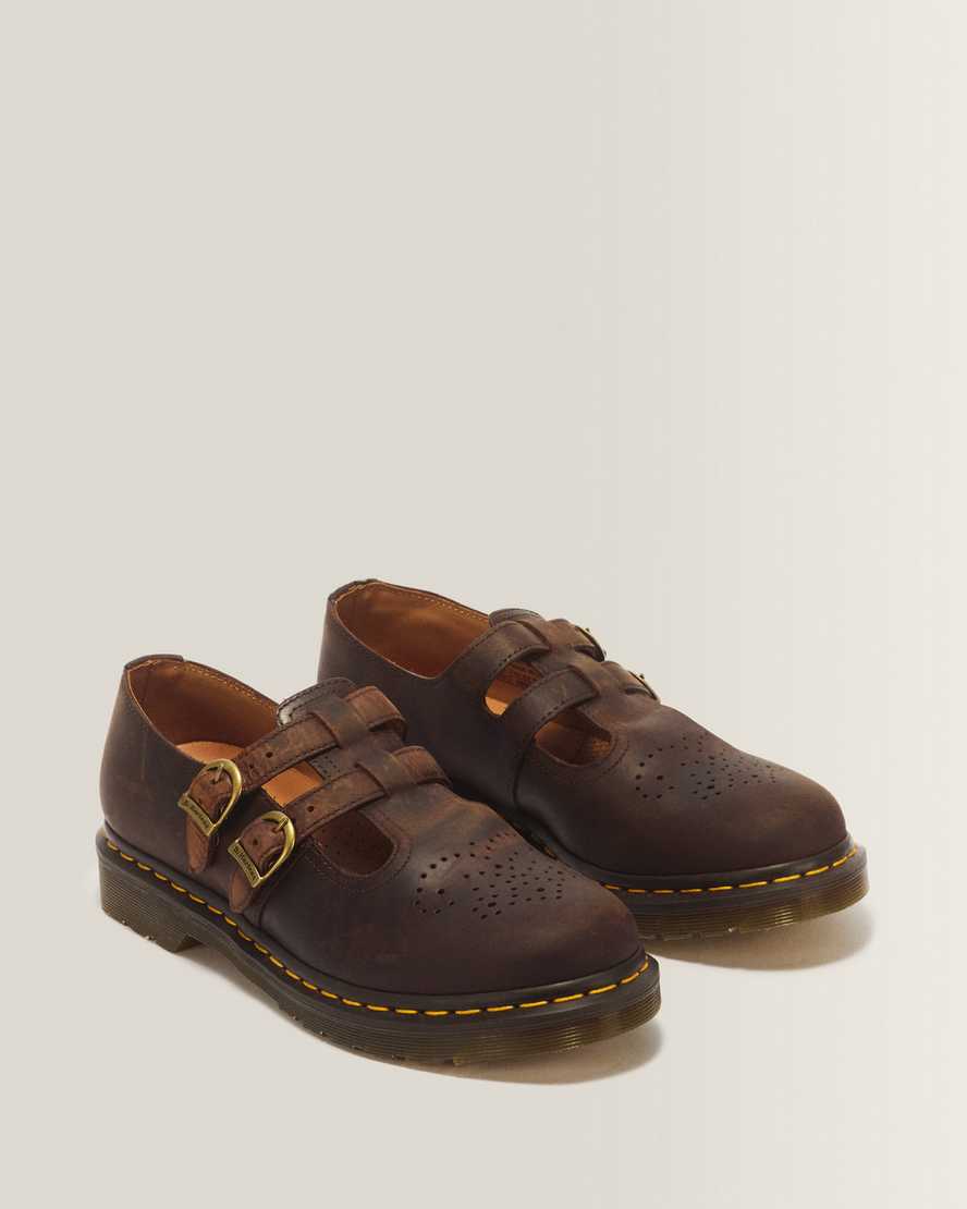 8065 Crazy Horse Leather Mary Jane Shoes — Dark Brown