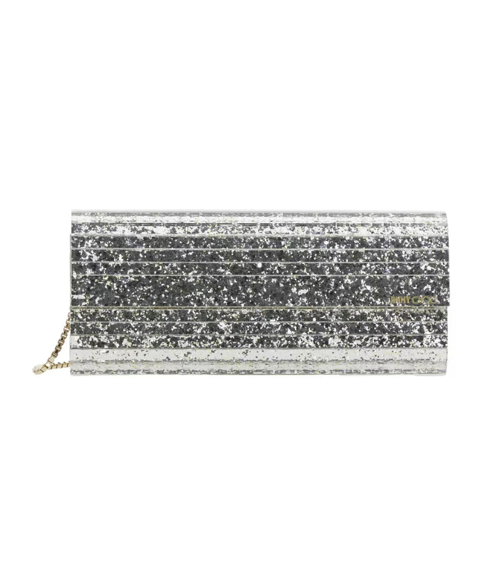 Metallic Rhinestone Clutch with Acrylic Panels