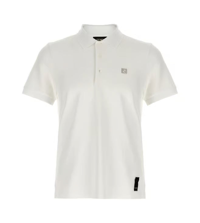 Fendi White Pique Polo Shirt