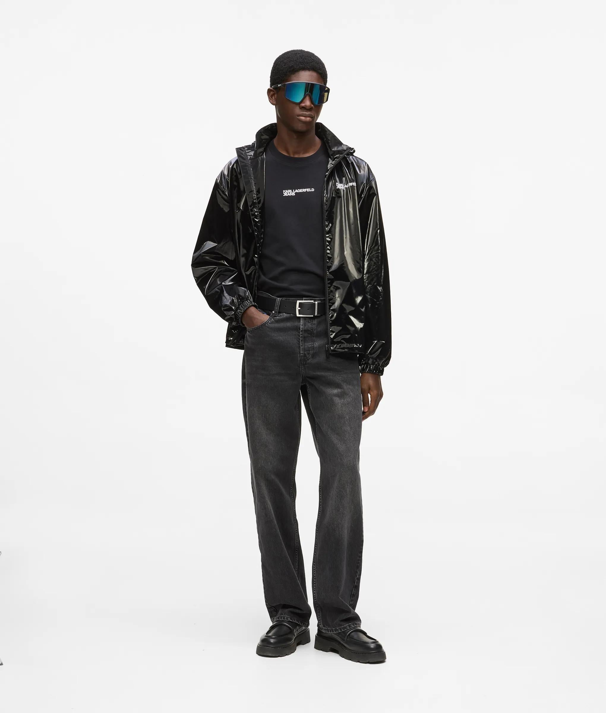 Shiny hooded bomber jacket