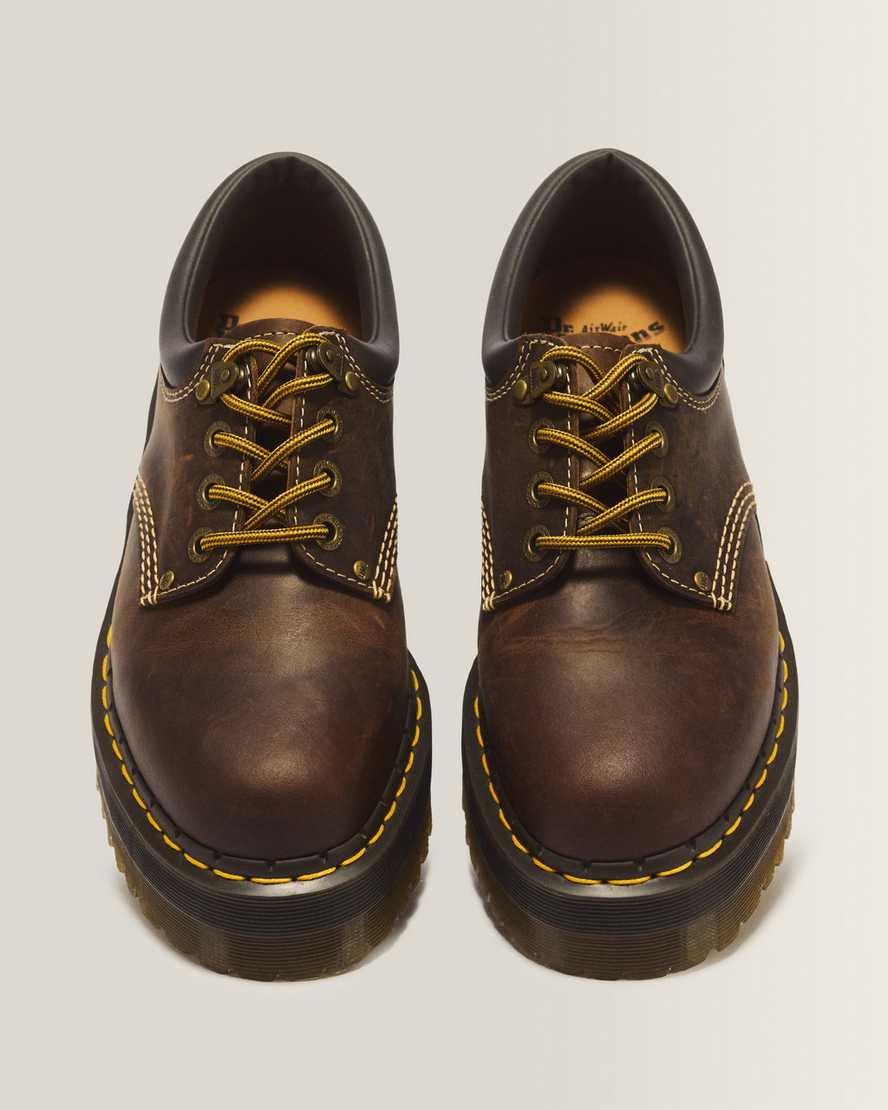 8053 Arc Crazy Horse Leather Platform Casual Shoes — Dark Brown