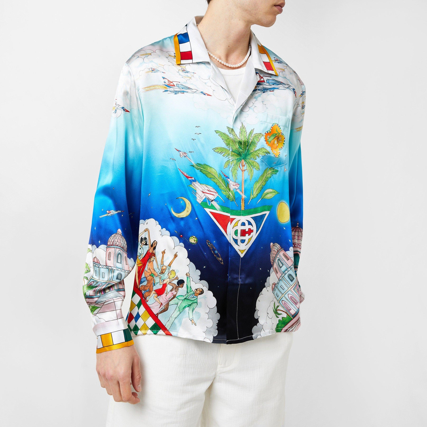 Blue Sky Printed Silk Twill Shirt
