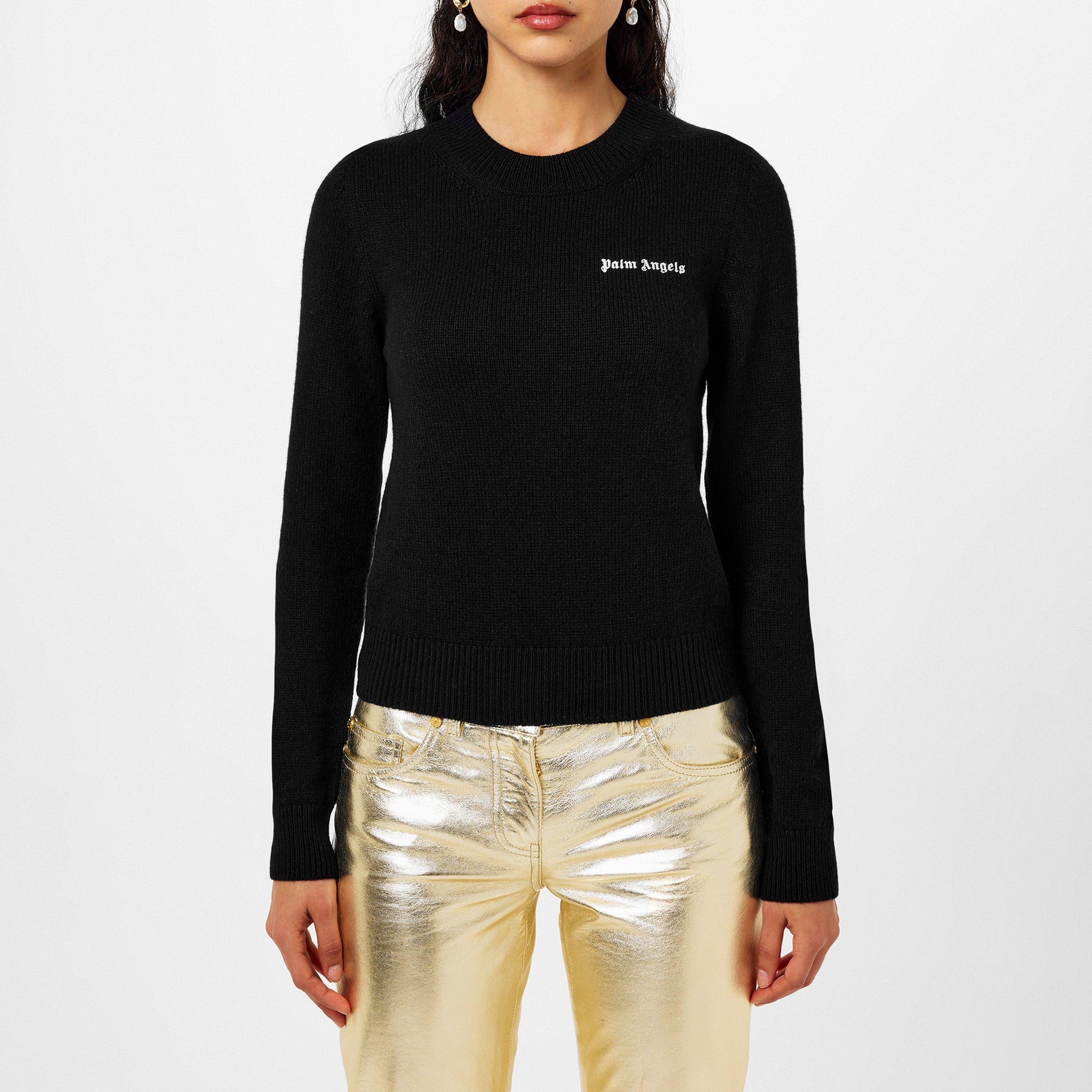 Logo Embroidered Cotton Jumper Womens