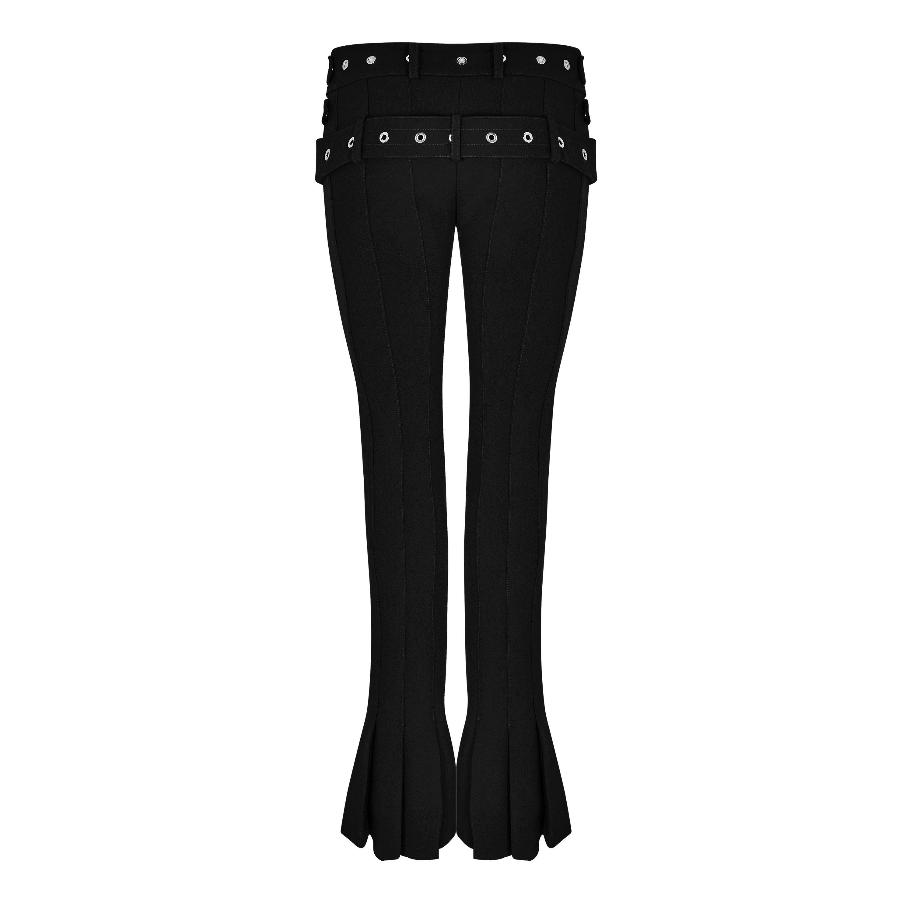 Double Waist Low Rise Flared Trousers