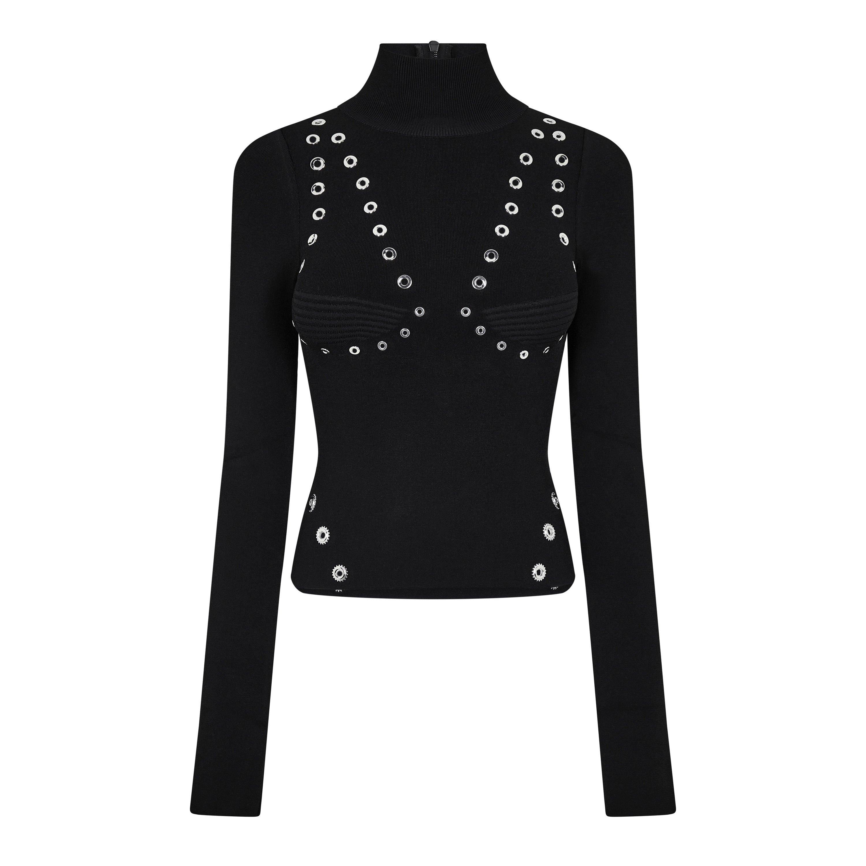 Eylts Mock Neck Viscose Long Sleeve Embellished Jumper