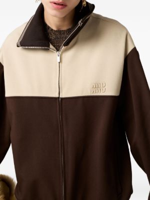 Miu Miu knitted-cuffs zip-front sweatshirt