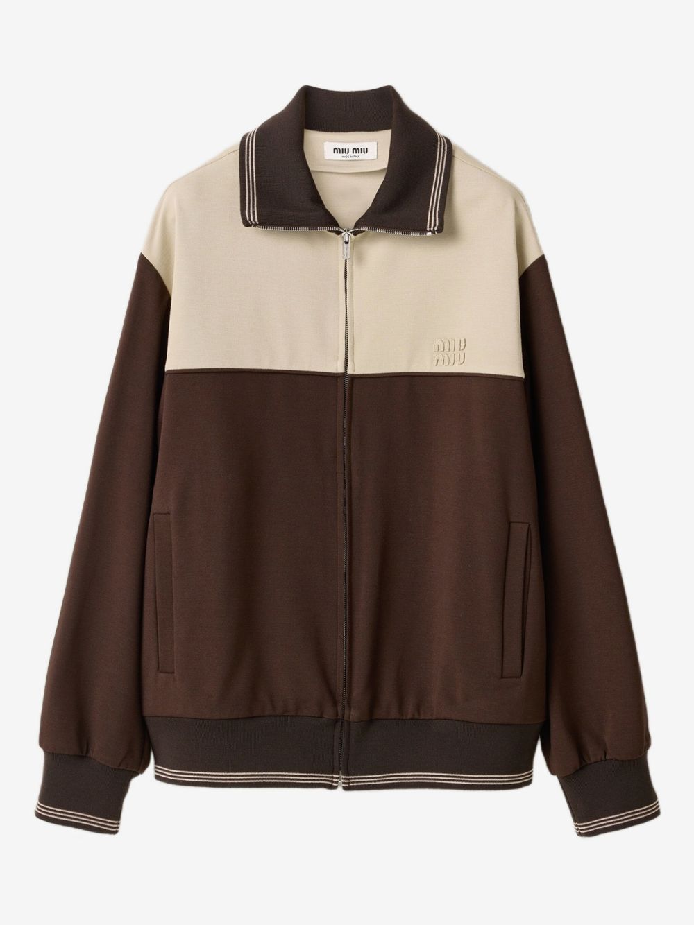 Miu Miu knitted-cuffs zip-front sweatshirt