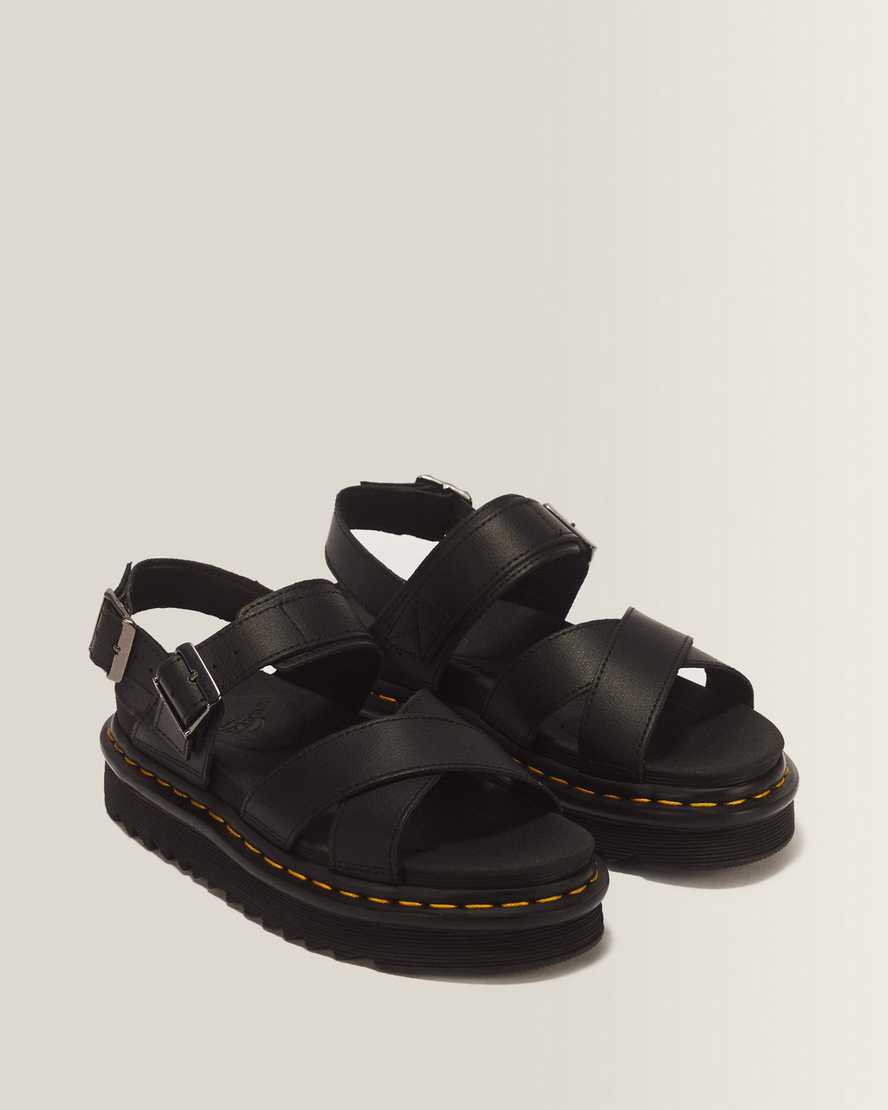 Voss II Athena Leather Strap Sandals — BLACK